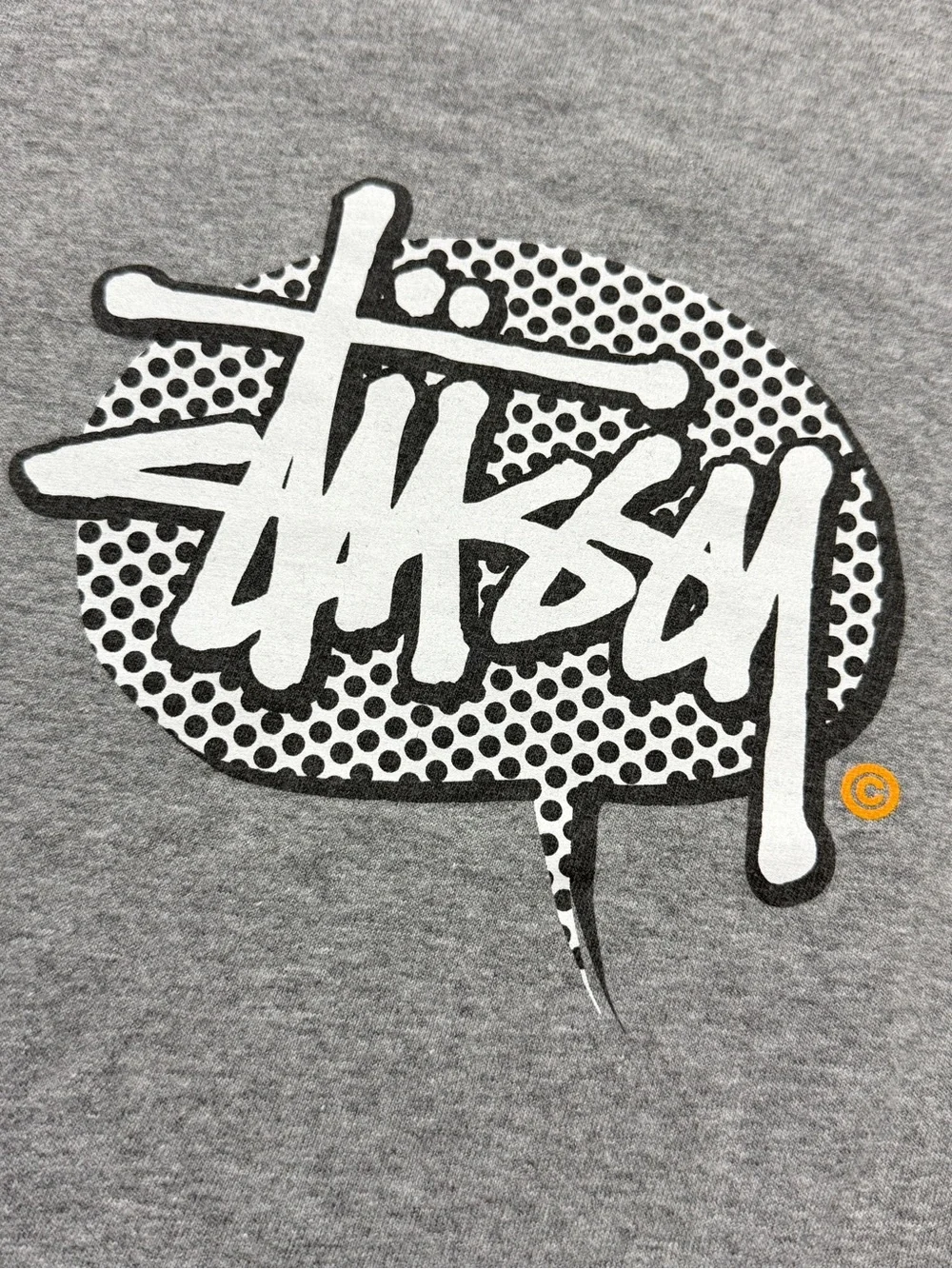 Vintage Stussy Logo Short Sleeve T-Shirt Mens Medium Gray Orange Y2K Surf - Picture 4 of 6
